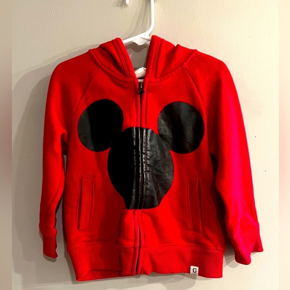 DISNEY x BABY GAP Toddler Boy’s Red Mickey Mouse Full Zip Hoodie Size 3T - Picture 1 of 5